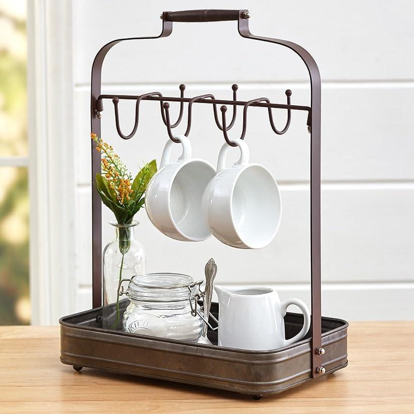The Lakeside Collection Farmhouse Metal Coffee Mug Rack (Bronze)
