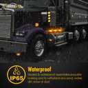 Partsam 2Pcs Replacement for Kenworth T680 T880 and Peterbilt 576 Led Side Marker Turn Signal Lights Assemblies Amber Clear Lens Sealed 6Led Rectangular Cab Roof Marker Lights Lamps LH&RH