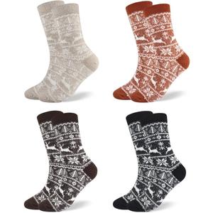 Women's Wool Socks  Warm Thermal Winter Knit, Cozy Fuzzy Thick Soft Cabin Boot Style, Cute Colorful Cold Weather