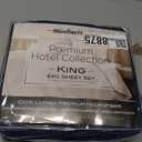 Mueller Ultratemp King Size Sheets Set, Super Soft 1800, 6 Piece, Deep Pocket up to 16" Bed Sheets, Transfers Heat, Breathes Better, Hypoallergenic, Wrinkle, Navy