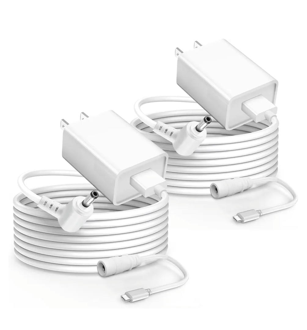 JMDDS 2-Pack Power Adapter Charger Cable Compatible with Ring Stick Up Cam Battery/Plug-in 3rd Gen/2nd Gen & Ring Pan Tilt Stick Up Camera, Indoor/Outdoor Weatherproof Power Cord (4m/13.2ft)