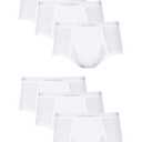 Hanes Men's Brief Underwear Pack, Cotton Briefs, Moisture-Wicking Underwear, Breathable, White, 6-Pack, Size: M
