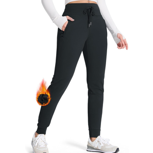 SEVEGO Women Tall Inseam Fleece Lined Joggers Water Resistant Hiking Pants with Zipper Pockets Size L/38