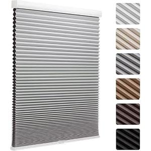 MYshade Cordless Blackout Cellular Shades, 1.5" Honeycomb Window Blinds for Bedroom & Nursery, Thermal Insulated, Noise Reducing, Privacy Shades, Inside or Outside Mount (35" W x 64" H, Grey)