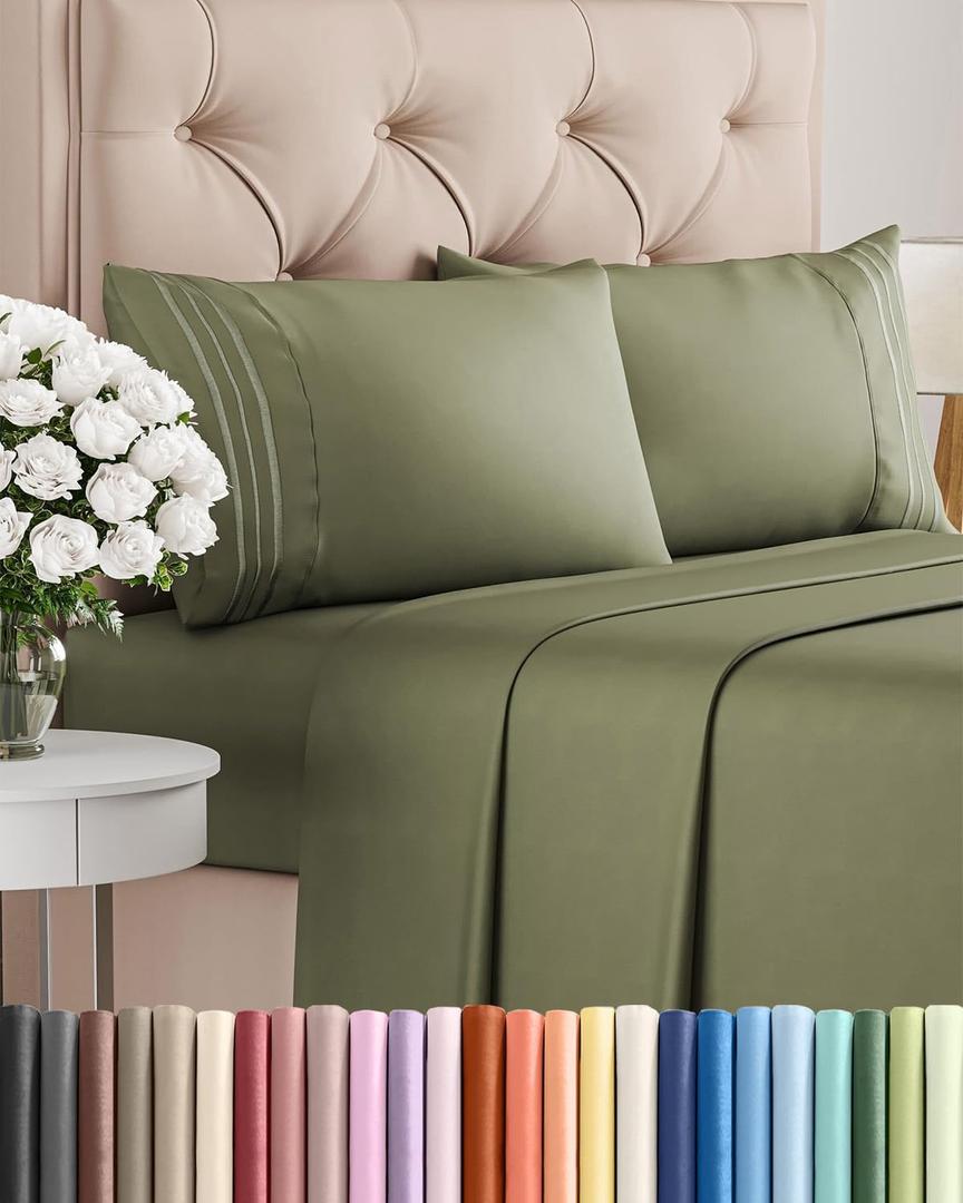 King Size 4 Piece Sheet Set - Comfy Breathable & Cooling Sheets - Hotel Luxury Bed Sheets for Women and Men - Deep Pockets, Easy-Fit, Soft and Wrinkle Free Sheets - Sage Green Oeko-Tex Bed Sheet Set