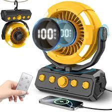 Uniqwamo Battery Powered Fan, Rechargeable Fan Portable, 180° Pivot Battery Operated Fan with Light, Timer, 360° Rotation Hanging Hook, 100 Speeds Camping Fans for Tents, Fishing, RV, Jobsite, Picnic 