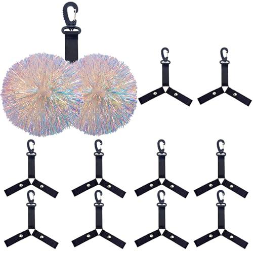 Vortika 10 Pcs Pom Pom Holder Hanger with Snap Button for Backpack Cheerleader Team Tags Cheer Bag Strap Accessories Cheerleading Essentials