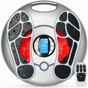 Foot Massager for Neuropathy, EMS TENS Foot Stimulator for Circulation and Pain Relief, TENS Unit Muscle Stimulator with 4 Electrode Pads, Fits Up to 11"