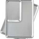 Nordic Ware Naturals Half Sheet Set - USA Made Aluminum Commercial Quality Sheet Pan for Baking or Roasting, Encapsulated Galvanized Steel Rim Prevents Warping, 2pk Half + 1/8 Sheet, 3- Pack