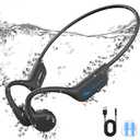Swimming Headphones, IP68 Waterproof Bone Conduction Headphones with 32GB Memory, Bluetooth 5.4 Open Earphones, Wireless Underwater Earbuds for Swimming, Running, Sports, Grey