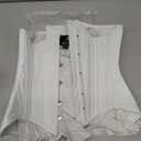Womens Heavy Duty Double Steel Boned Cotton Underbust Waist Trainer White Corset, XS