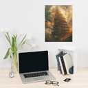 famassiser Tower of Babel Canvas - Biblical Wall Art, Ancient Architecture Poster, Spiraling Tower Artwork Wall Decor Poster for Living Room, Office, Bedroom- 16x24in Unframed