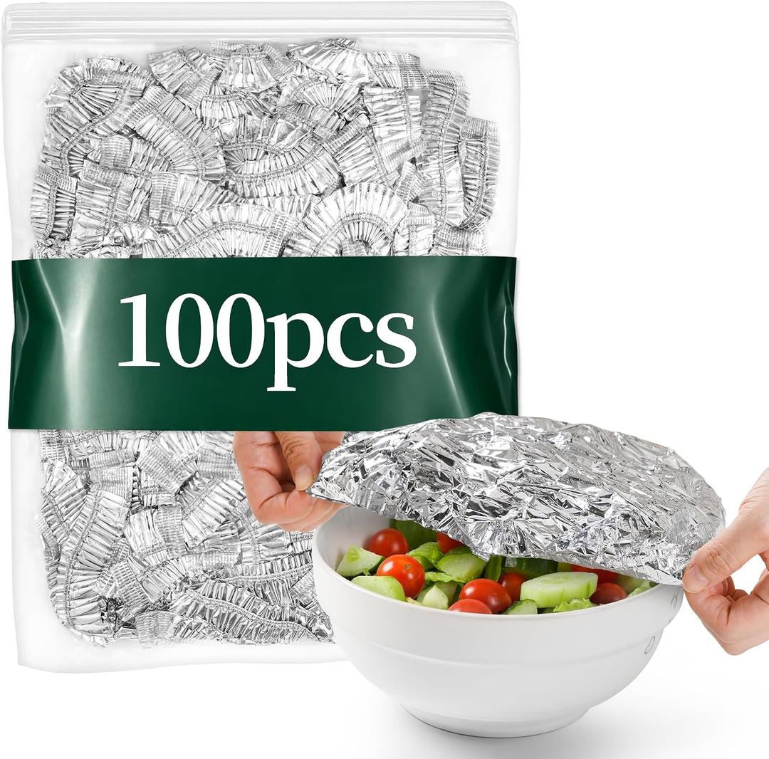 2 x 100 Pcs Reusable Aluminum Foil Food Covers, Insulation Cover Lids for Food