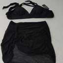 Blooming Jelly Womens High Wasited Bikini Sets Tummy Control Swimsuits Curvy Mesh Swim Skirt (Large, Black)