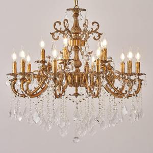 Vintage 10 Arms Crystal Chandelier Candle Light Fixture for Dining Room Living Room Bedroom Hallway Entryway Antique Gold Finish (34"-15 Lights)