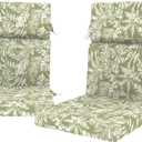 DYTXIII Outdoor High Back Chair Cushions Set of 2, 44"x22" Water Repellent Patio Seat Cushions with Elastic Sponge, All Weather Chair Pads for Rocking, Dining Chairs, Patio Furniture - Tropical Green, 44”x22”x3”