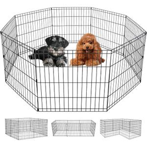 FDW 24 Inch Dog Pen 8 Panel Dog Playpen Indoor Outdoor Metal Puppy Pet Fence Portable Folding Animal Exercise Fence,Black FDW 24 Inch Dog Pen 8 Panel Dog Playpen Indoor Outdoor Metal Puppy Pet Fence Portable Folding Animal Exercise Fence,Black