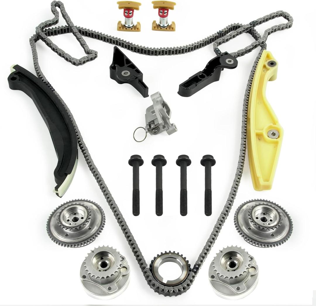 LEAPTREND Timing Chain Kit w/VVT Cam Phaser 90738S Fit for 2011-2019 Ford Edge Expedition Explorer F-150 F150 Taurus Transit Mustang Lincoln MKX Mark LT Nautilus Navigator 3.3L/3.5L/3.7L