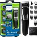 Norelco Philips Multigroomer All-in-One Trimmer Series 3000, 13 Piece Mens Grooming Kit, for Beard, Face, Nose, and Ear Hair Trimmer and Hair Clipper, NO Blade Oil Needed, MG3750/60 (Black/Chrome)