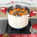 MICHELANGELO Stovetop Pressure Cooker Stainless Steel, 6.3 qt, 304 Stainless Steel, 6-Fold Safety System, One-Hand Easy-Open Lid, 2 Pressure Settings, Steamer Basket & Glass Lid, Induction Compatible