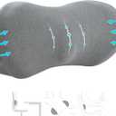 kasney Lumbar Support Pillow, Memory Foam Lumbar Pillow for Lower Back Pain Relief, Back Support Pillow for Office Chair, Car Seat - Dark Gray