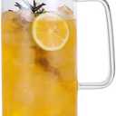 Heat Resistant Glass Pitcher with Stainless Steel Lid, Water Carafe with Handle, Good Beverage Pitcher for Homemade Juice and Iced Tea 1.6liter/54oz