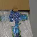 COOZZYHOUR Solar Cross Garden Lights Outdoor Decorative - Solar Metal&Glass Cross Blue Hydrangea Flower Stake Lights- Waterproof 20 Warm White LED for Remembrance Gifts