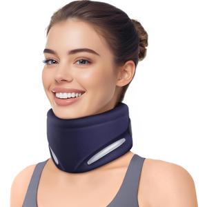 Ergonomic Neck Brace for Neck Pain and Support, Throat-friendly V-shape Cervical Collar with Dual Memory Foam for Comfort and Cervical Spine Pressure Relief, Vertebrae Stability (14.0" - 16.1") (Medium)