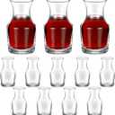 12 Pack Single Serving Wine Carafe Glass Small Mini Carafe Individual Wine Refill Decanter for Dinner Parties Tastings Bars Restaurants (7.7 oz)