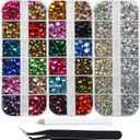 Massive Beads 6500pcs+ Flatback Glass Hotfix Iron On Rhinestones Crystal for DIY Making with Tweezer & Picking Pen for Shoes, Clothes, Face Art, Bags, Manicure (2+20Multi-Colors,3&5-Sizes,2&20-colors)