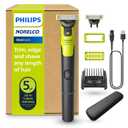 Philips Norelco OneBlade 360 with Connectivity Hybrid Face + Body, Electric Beard Trimmer, Shaver and Body Groomer Kit with 360 Blade Tech, 1x360 Blade, 5-in-1 Comb, Travel Case, Model QP4631/90 (Black/Lime Green)