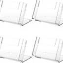 4 Pcs Postcard Acrylic Brochure Holder Organizer 4 x 6 Inch Flyer Display Stand Clear Greeting Card Display Magazine Holder for Card Organizer Desk Table Home Office Menu