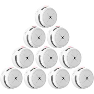 AEGISLINK Smoke Detector 10-Year Battery with Test/Silence Button, Fire Alarm with Photoelectric Sensor, Low Battery Warning, S500 (Independent, 10-Pack)