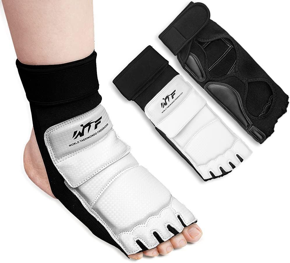 LangRay Taekwondo Sparring Gear Protector Karate Boxing Sparring Guard, Martial Arts Protective Foot Gear for Kung Fu Punch Bag Kickboxing MMA Training, Large White