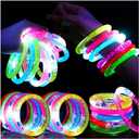 24Pcs Glow in the Dark Party Supplies for Kids/Adults, Flashing Light up Toys LED Bracelets Easter Glow Sticks, Mardi Gras Party Favors Carnival Birthday Concert Gifts Accessory
