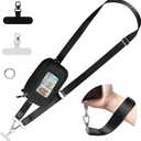 FUVLIFE Clip and Go Strap for Phone with Wallet Crossbody, Cell Phone Lanyard for Women Men, Adjustable Phone Strap with Detachable RFID Wristlet Wallet for All Phone (Black)