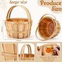 Marsui 6 Pcs Large Wooden Apple Basket 11 x 6.5'' Round Wicker Bushel Baskets with Handle, Farmers Market Basket for Produce, Harvest, Garden Storage, Farmers, Commercial Use, Picnic, Gifting