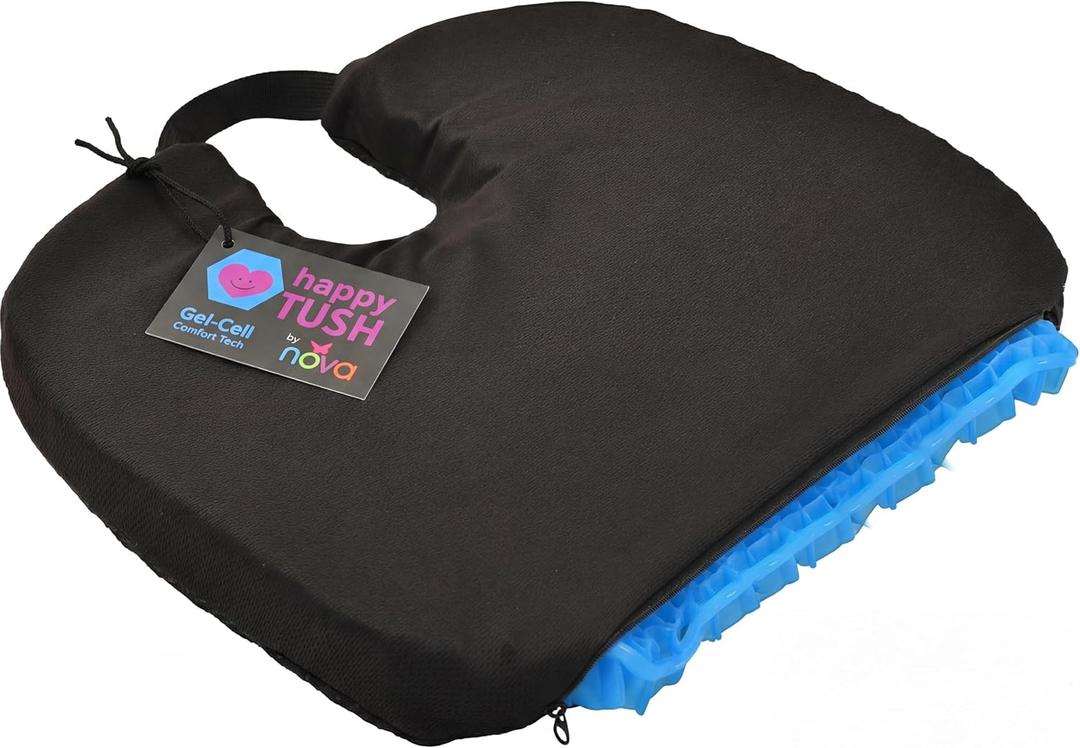 NOVA 2 Cooling Gel Seat Cushion with Coccyx Cutout Double Layer Honeycomb Design for Tailbone & Pressure Relief, Breathable Non-Slip Chair Pad with Handle for Office, Car & Wheelchair