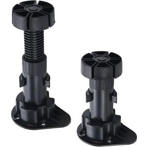 LC LICTOP 3.9 to 5 Inch Adjustable Cabinet Levelers 12Pcs, Furniture Leveler Legs, Black Plastic Leveling Feet for Kitchen Cupboard Table Shelves Nightstands