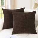 CaliTime Throw Pillow Covers Decorative 22 X 22 Inches Pack of 2 Cozy Chenille Cushion Cases for Couch Sofa Bed Living Room Home Coffee (22" x 22" (Pack of 2))