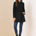 Allegra K Women's Winter Overcoat Mid-Long Stand Collar Single Breasted Coat Outerwear L