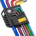 AMTOVL Star Allen Wrench Set, 9PCS Star Key Set, T10-T50, Long Arm Star Key Set, Color Coding TX Key Set for Vehicle, and Bicycle Repairs