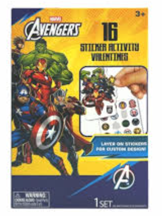 MARVEL Avengers Sticker Activity Valentines, 16 ct 
2 Pack