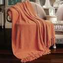 Home Soft Things Throw Blanket Knitted Tweed Throw 50'' x 60'', Rust, Super Soft Cozy Warm Comfortable Breathable Throw for Living Room Chair Couch Bed Sofa Bedroom Home Décor