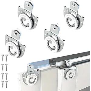 LITGURU 4 Piece Sliding Wardrobe Door Hardware Set, Sliding Closet Door Roller Kit to Allow Wardrobe Cabinet Doors to Slide Smoothly and Quietly with Screws (#1, 2)