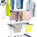 Upgraded 4-Tier Clothes Drying Rack, Drying Rack Clothing with Wheels, 19.68"D x 29.92"W x 67.70"H