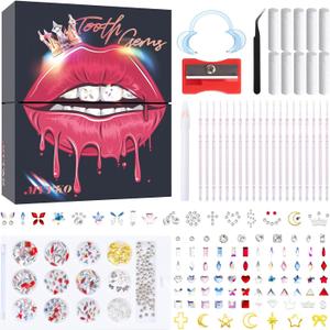 MYYKO 245PCS Tooth gems kit for Teeth,Tooth Gem Tooth Jewelry Set DIY Fashion Teeth Artificial Crystal Reflective Teeth, Used for Fashion Life and Parties (With Glue)