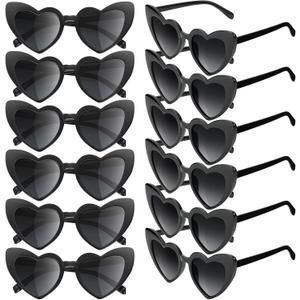 Flutesan 12 Pair Heart Sunglasses Bulk Bachelorette Sunglasses Heart Shaped Eyeglasses Party Favor for Women (Black)