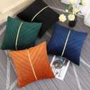 Dark Green Pillow Covers 20x20 Pack of 2 with Gold Leather Soft Velvet Throw Pillow Covers Decorative Couch Pillowcase Luxury Modern Pillow Cover Spring Summer Home Decor for Sofa Bed