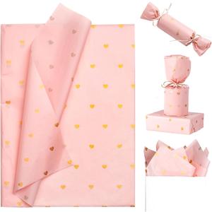 2 x LeZakaa 20 Sheets Valentines Day Tissue Paper, Pink with Gold Heart Pattern, Gift Wrapping Tissue Paper for Wedding, Anniversary, Birthday, Party Decorations (19.7 x 27.6 Inches)